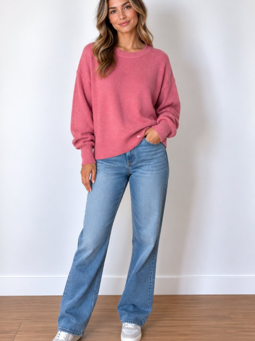 aerie Bubblegum Pink Oversized Crewneck Sweater